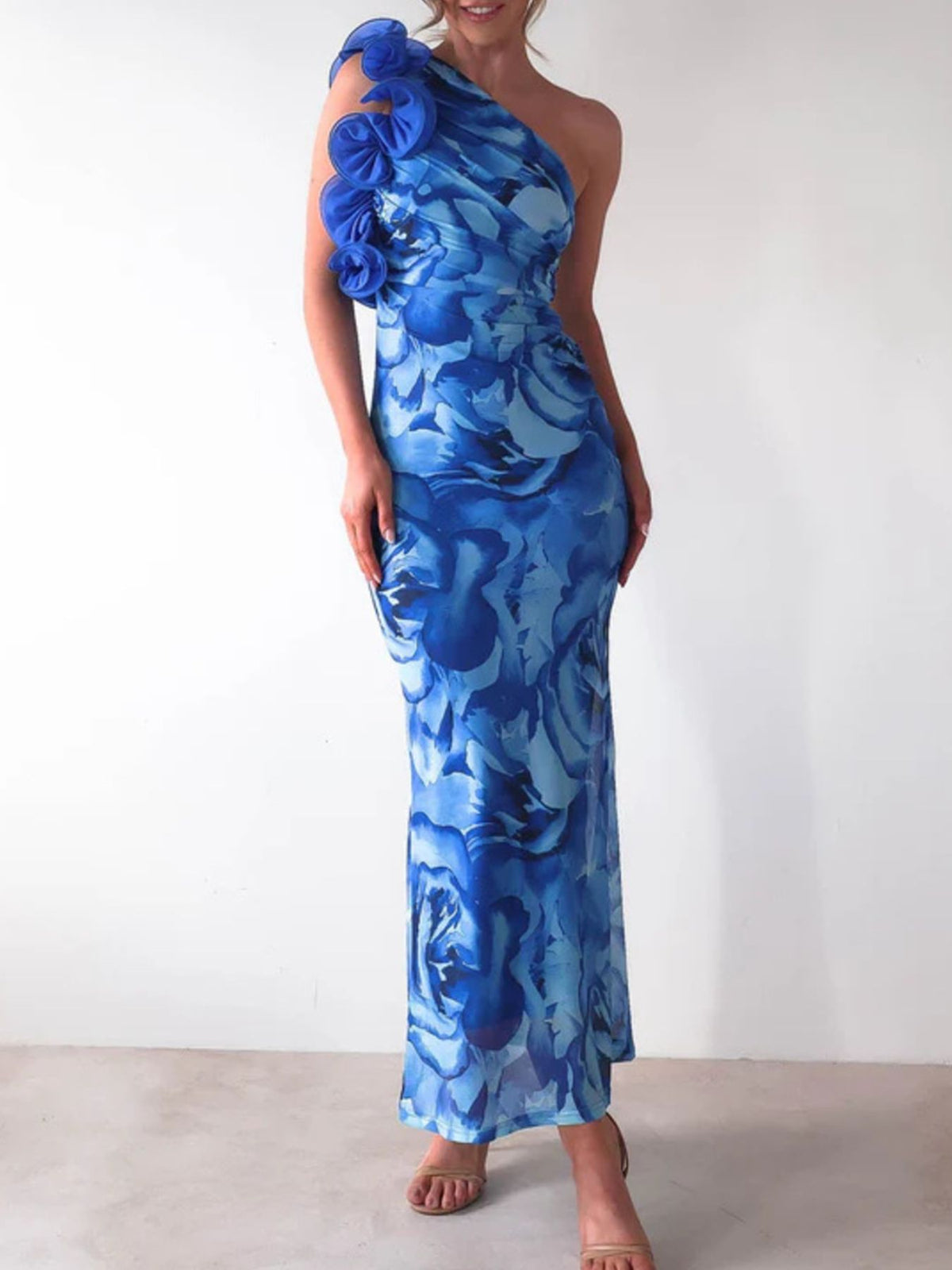 Floral One-Shoulder Maxi Dress