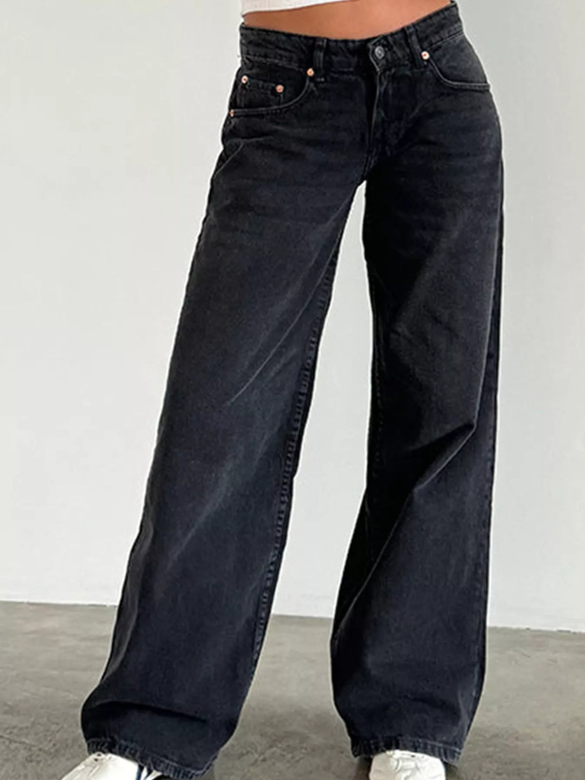 Wide-Leg Vintage Wash Jeans