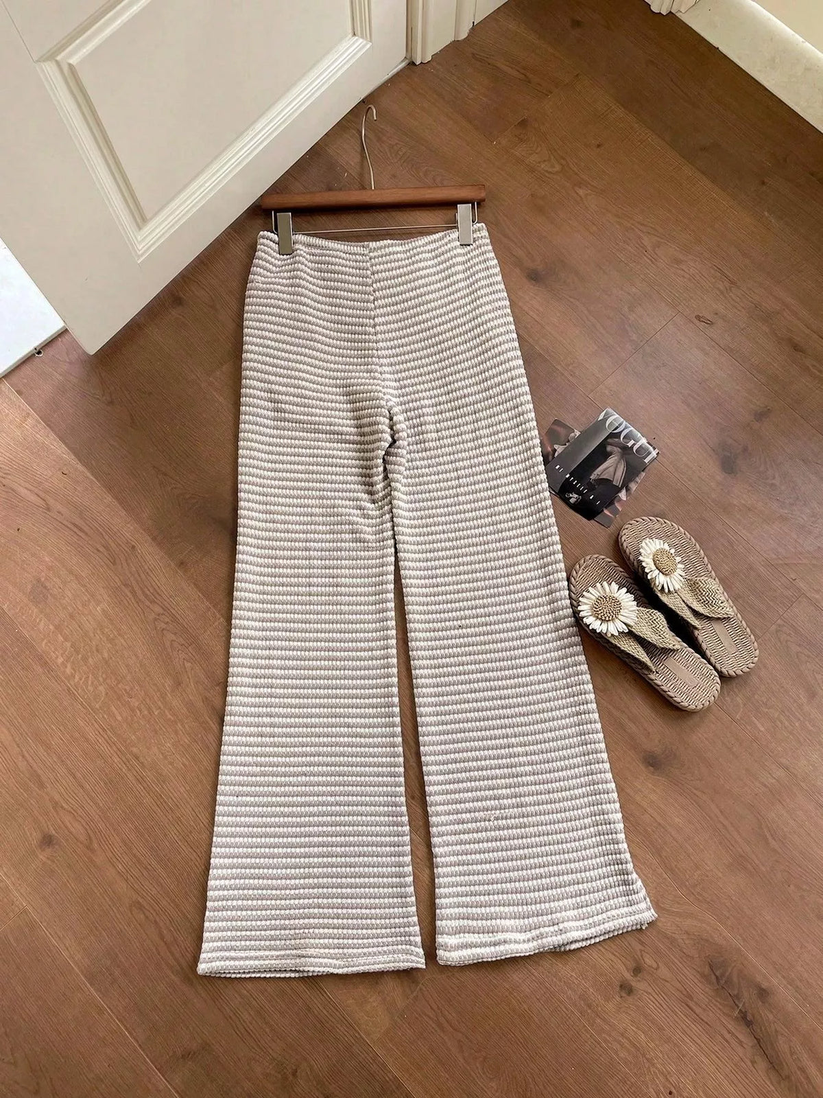 Wide Leg Drawstring Pants with Side Slit