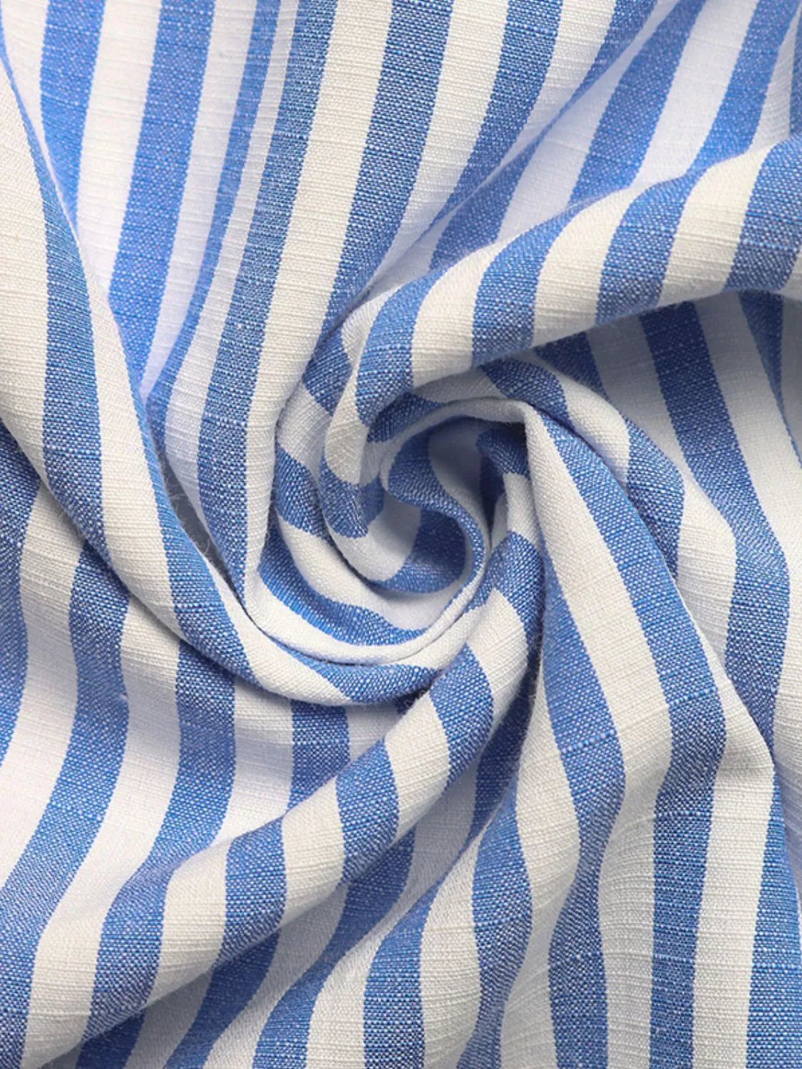 Striped Half Sleeve Mini Shirt Dress in Light Blue