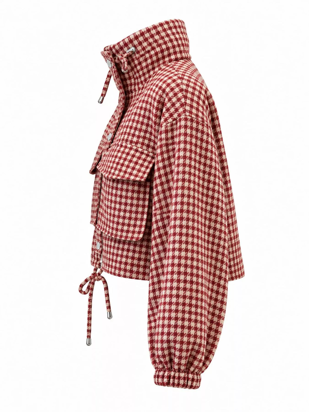 Plaid Cropped Zip-Up Jacket