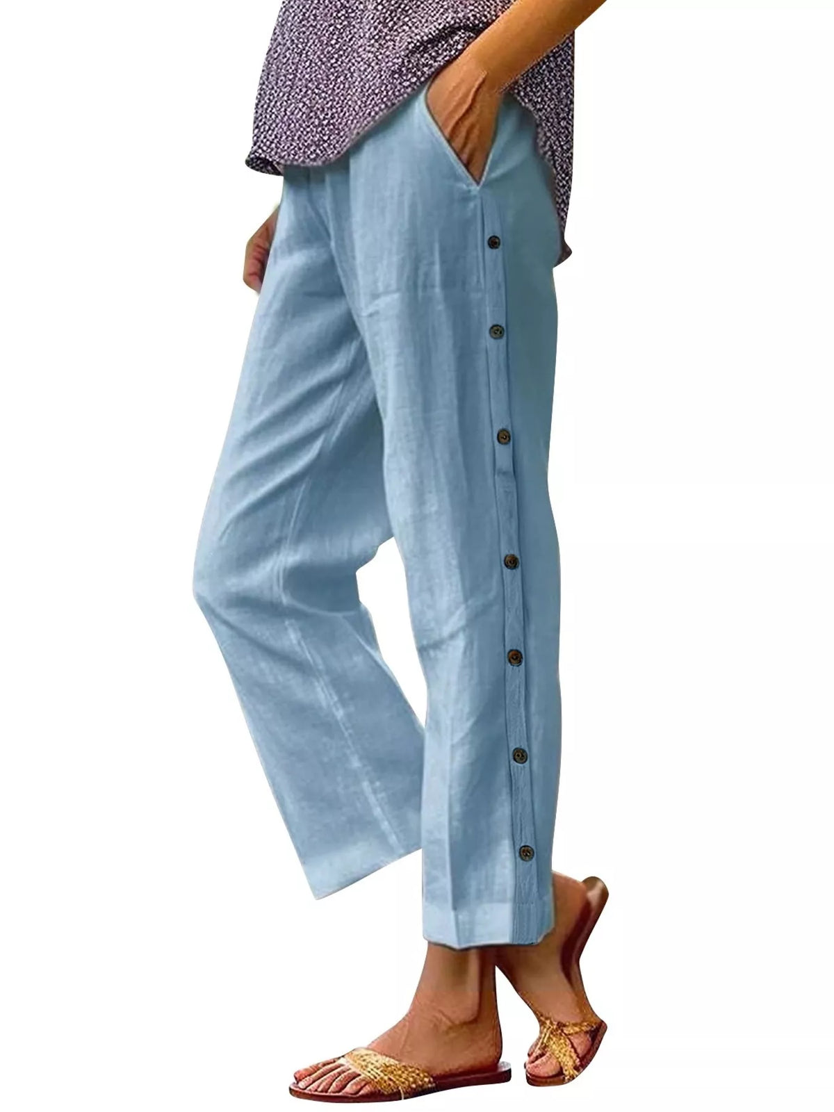 Side Button Detail Pants