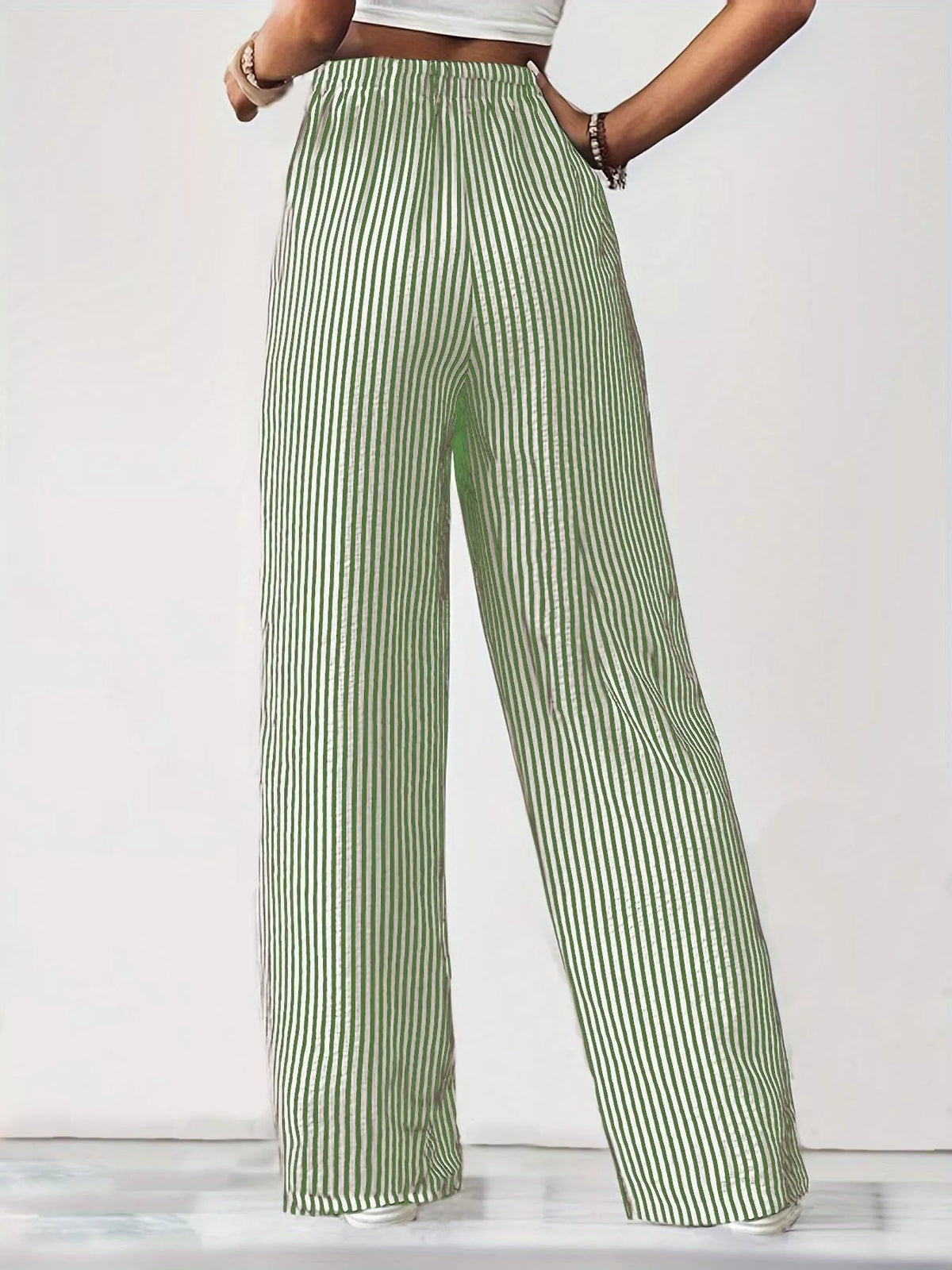 Striped High-Waisted Wide Leg Pants