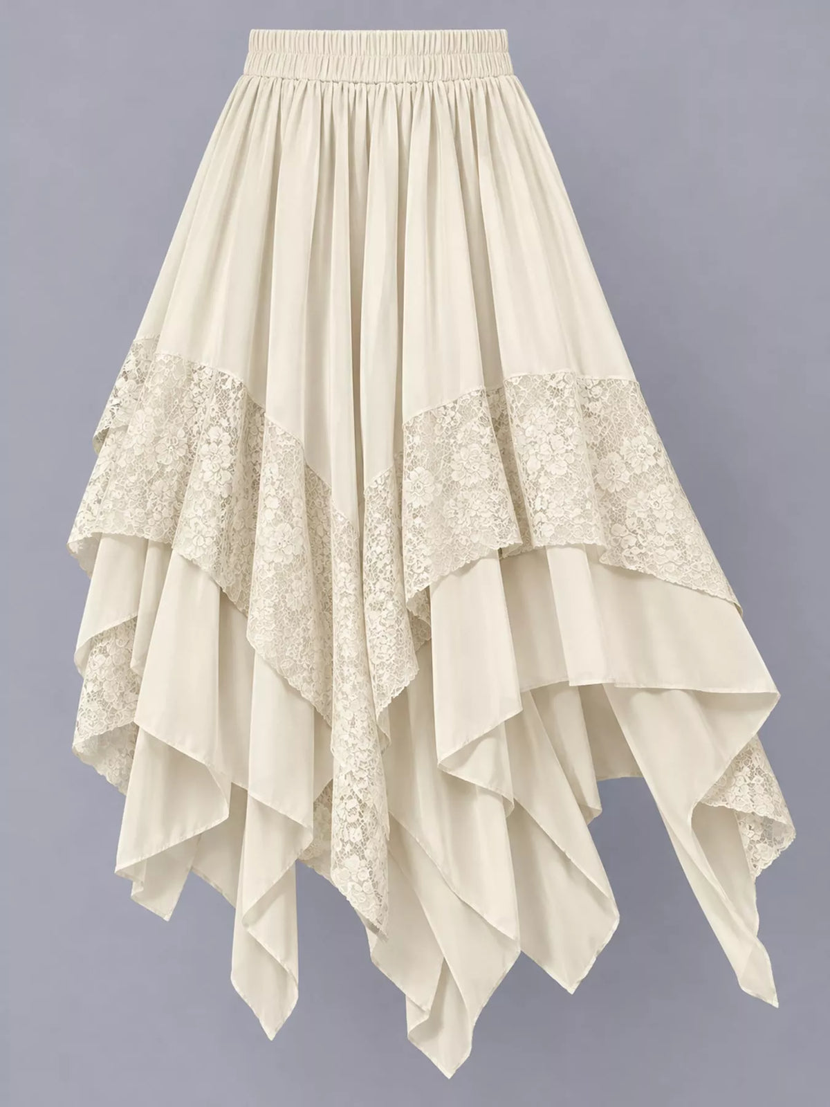 Asymmetrical Tiered Lace Skirt, Plus Size