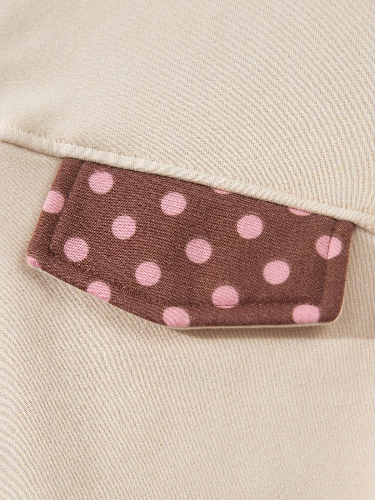 Polka Dot Baggy Pullover & Shorts Set in Beige