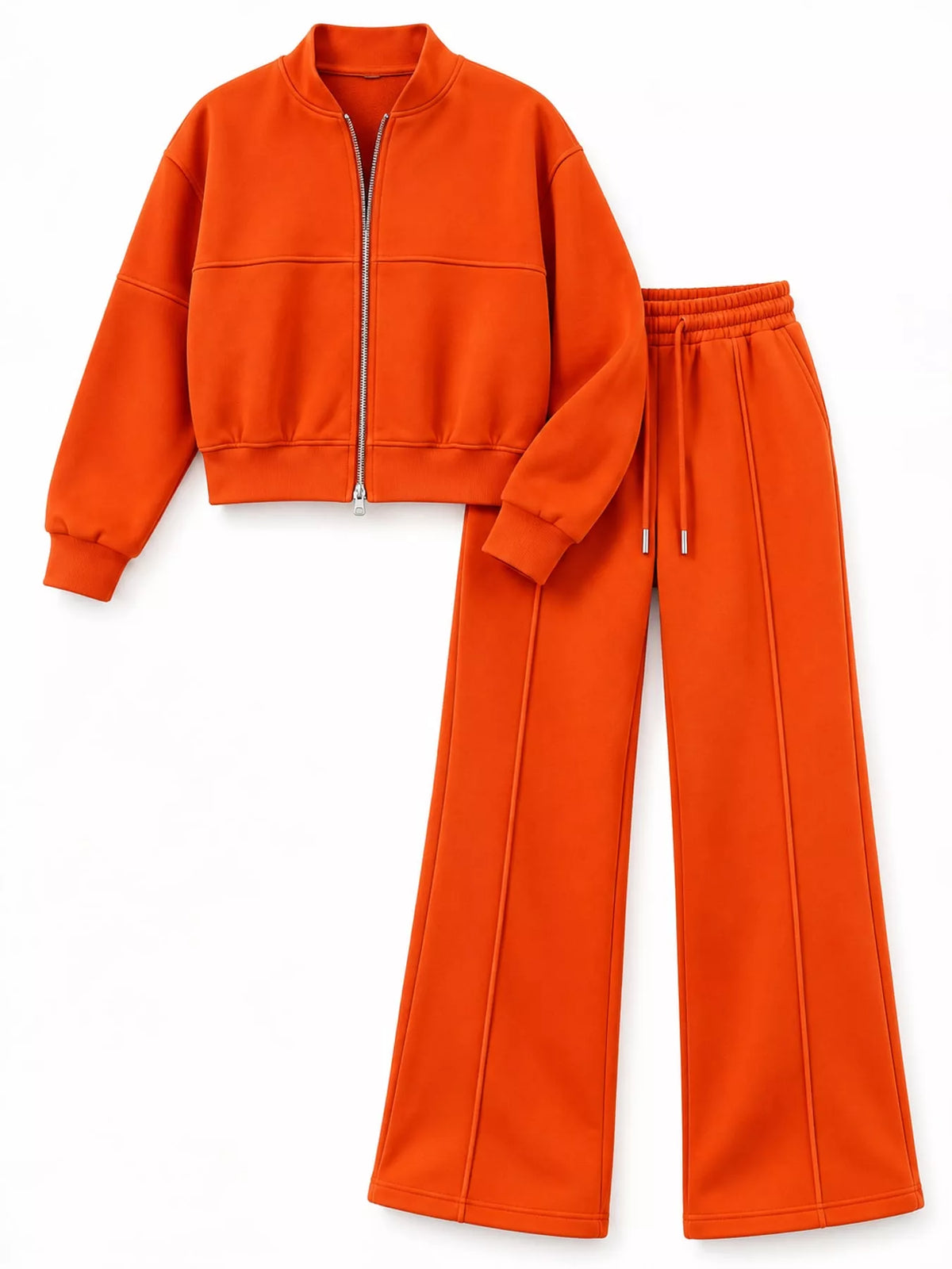 Zip-Up Jacket and Wide-Leg Sweatpants Set