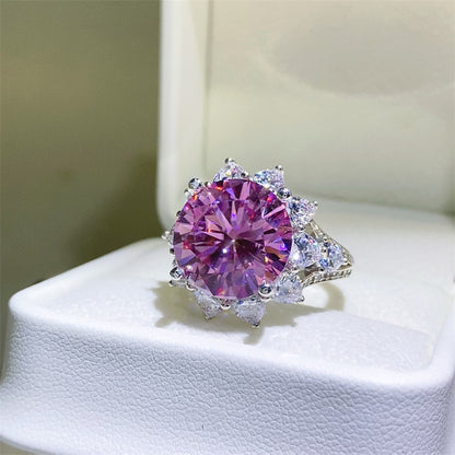 10 Carat Moissanite Zircon 925 Sterling Silver Floral Ring