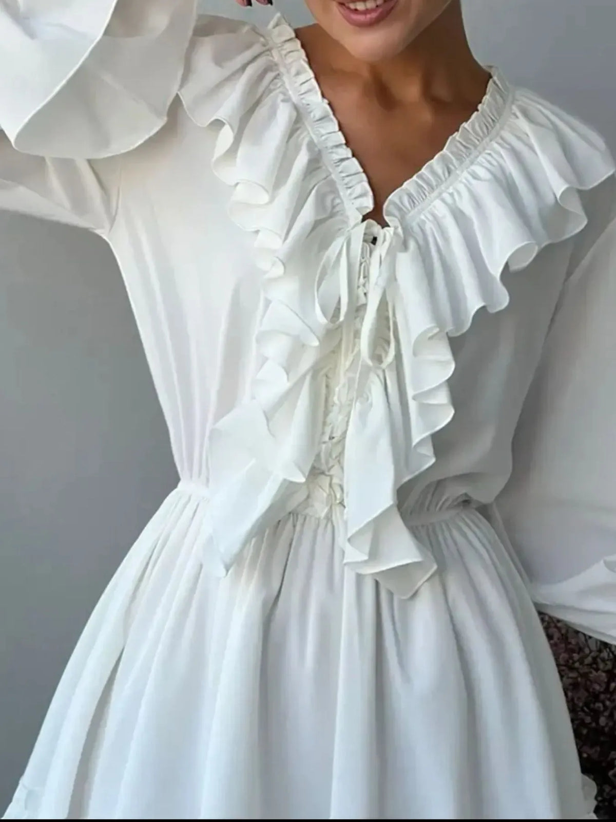 Ruffle Flounce Sleeve Mini Dress