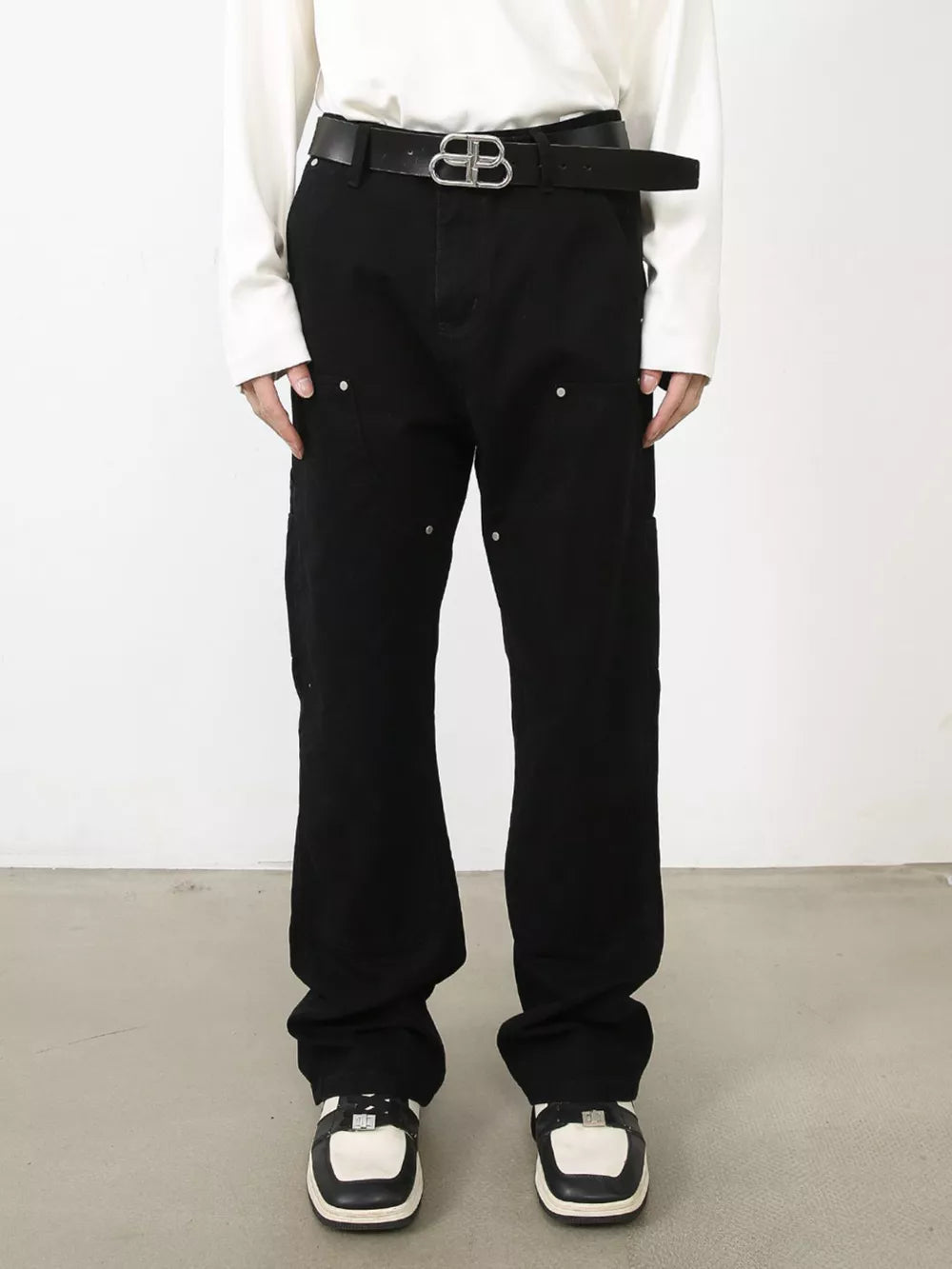 Rivet-Detailed Straight-Leg Jeans