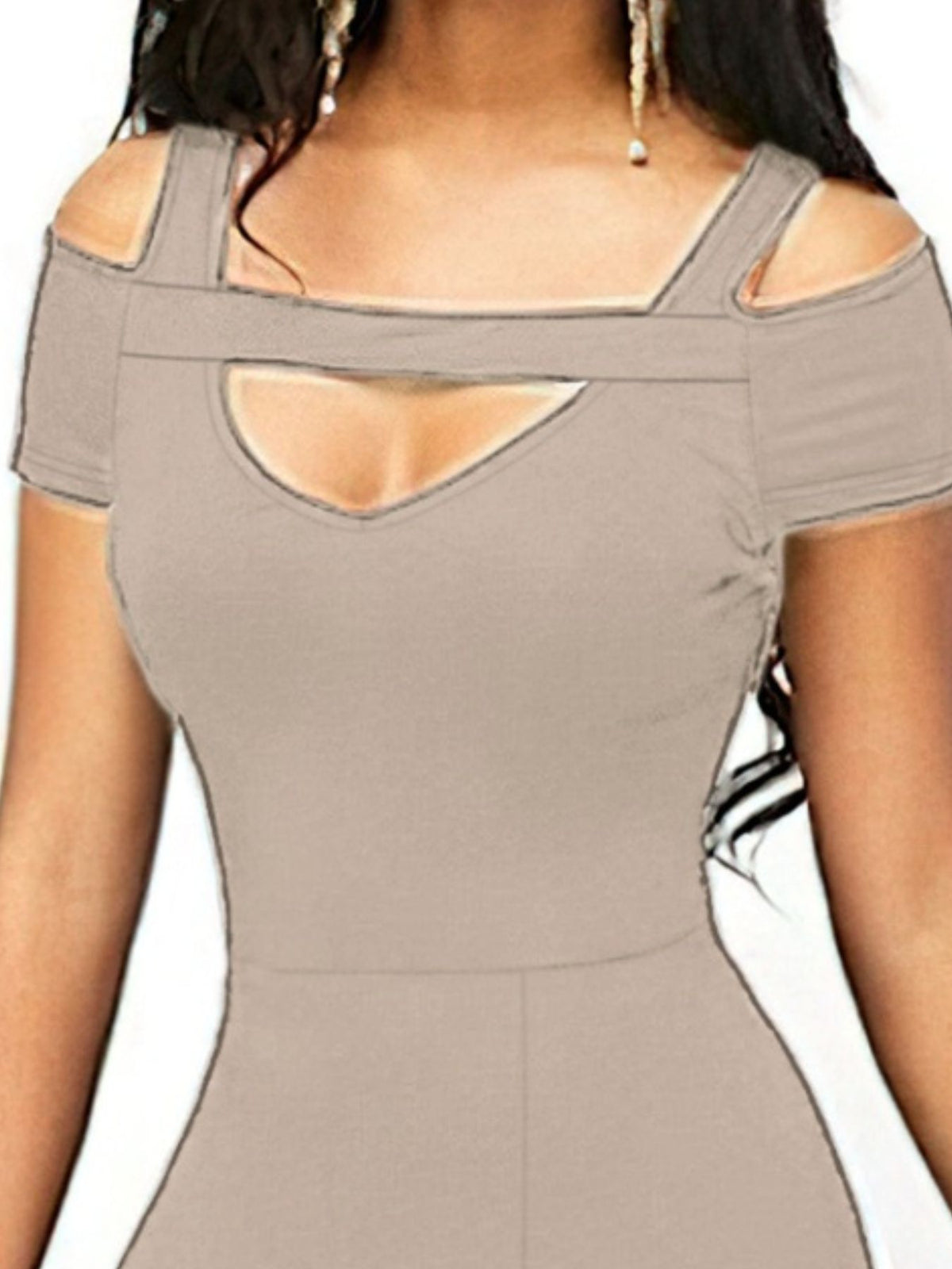 Off-Shoulder Cutout Slit Maxi Dress