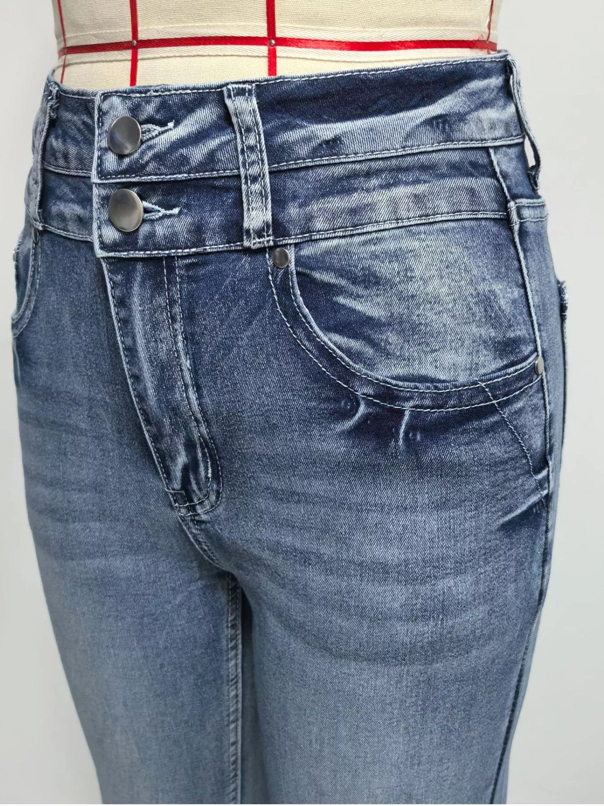 High-Waisted Flare Leg Jeans in Light Blue