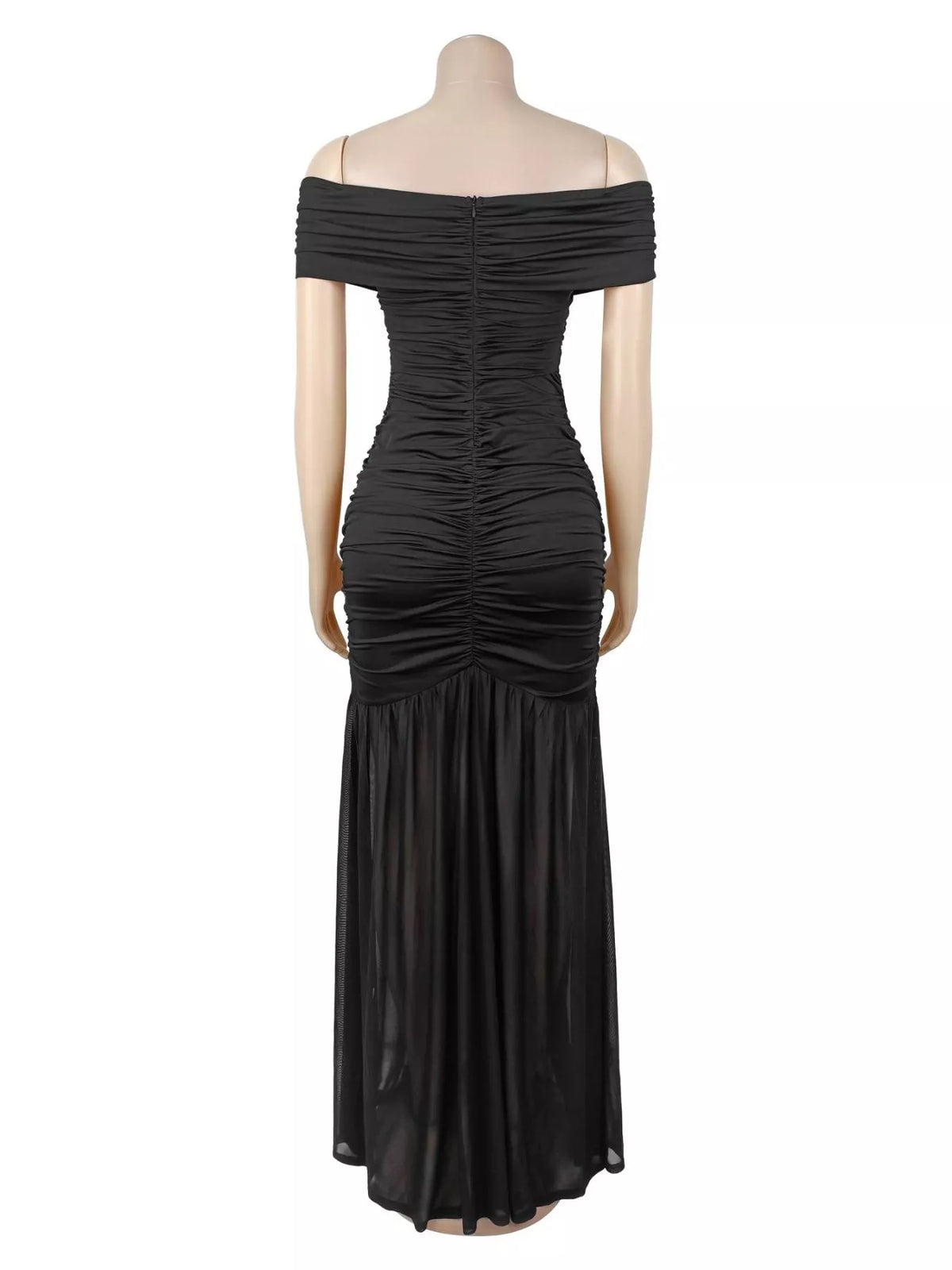Off-Shoulder Ruched Mermaid Maxi Dress
