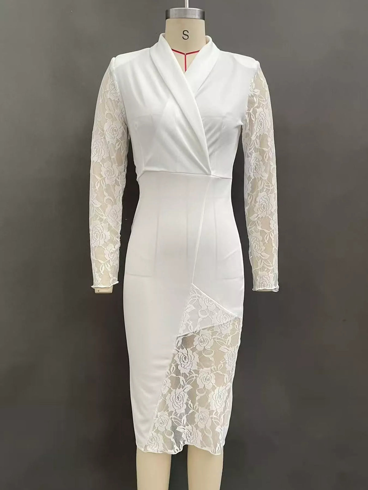 Lace-Sleeve Blazer Dress