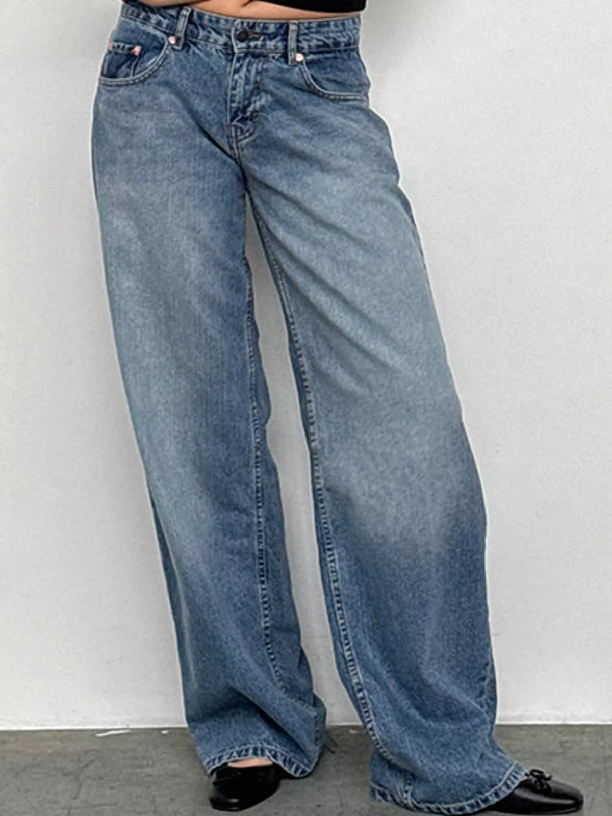 Wide-Leg Vintage Wash Jeans