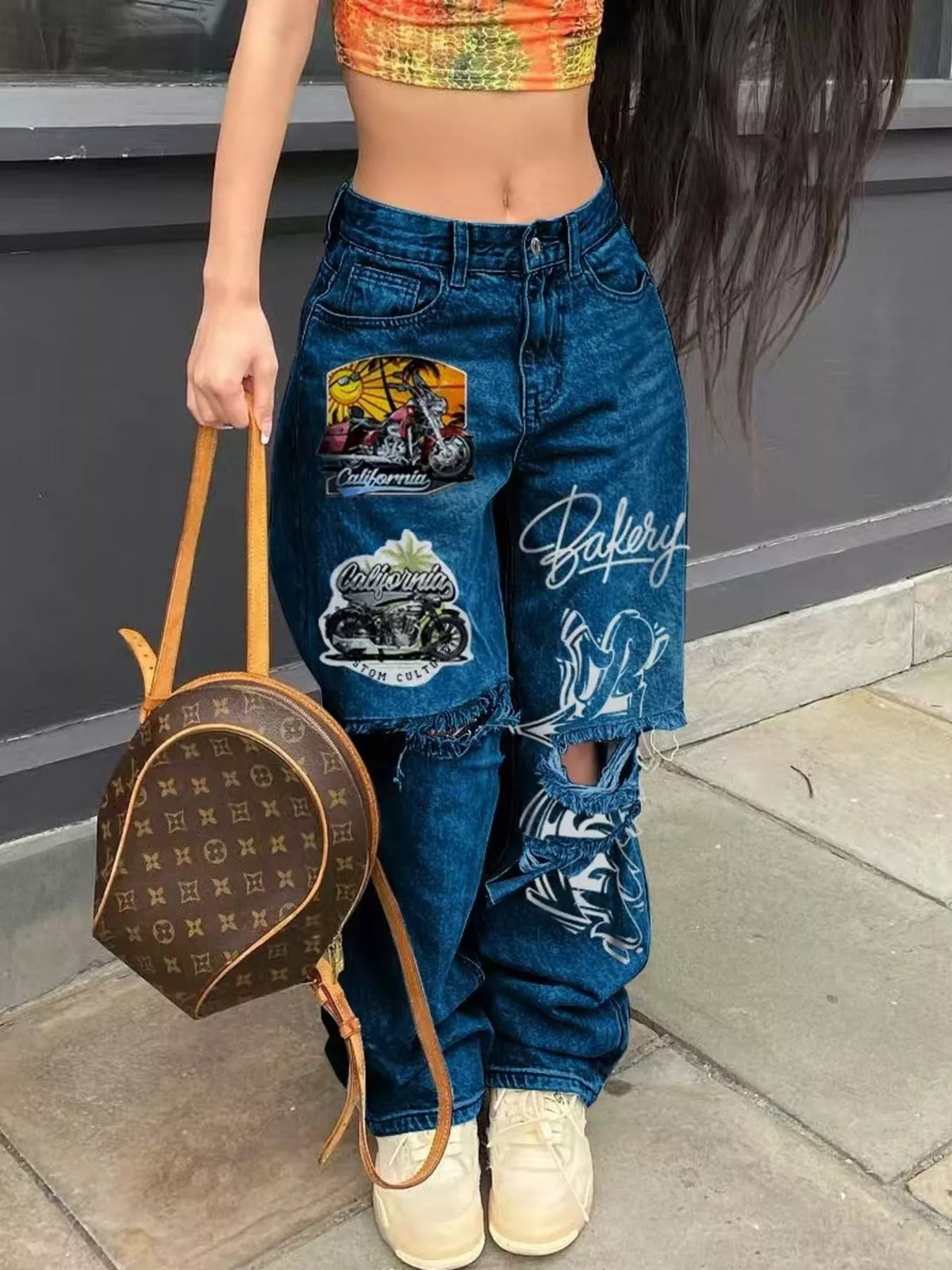 Distressed Wide Leg Jeans
