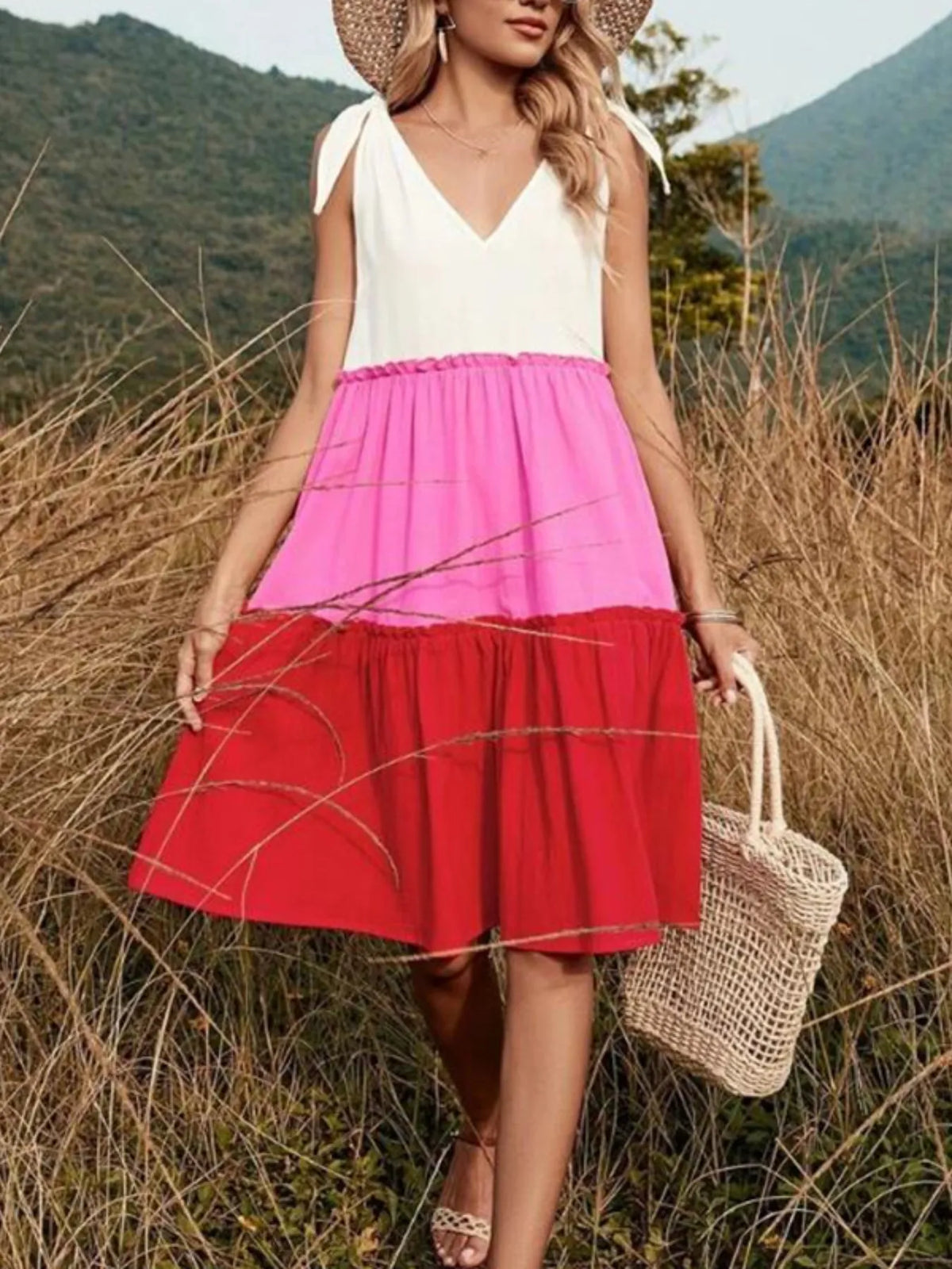 Colorblock Tiered Midi Tank Dress by ArtisticExpression