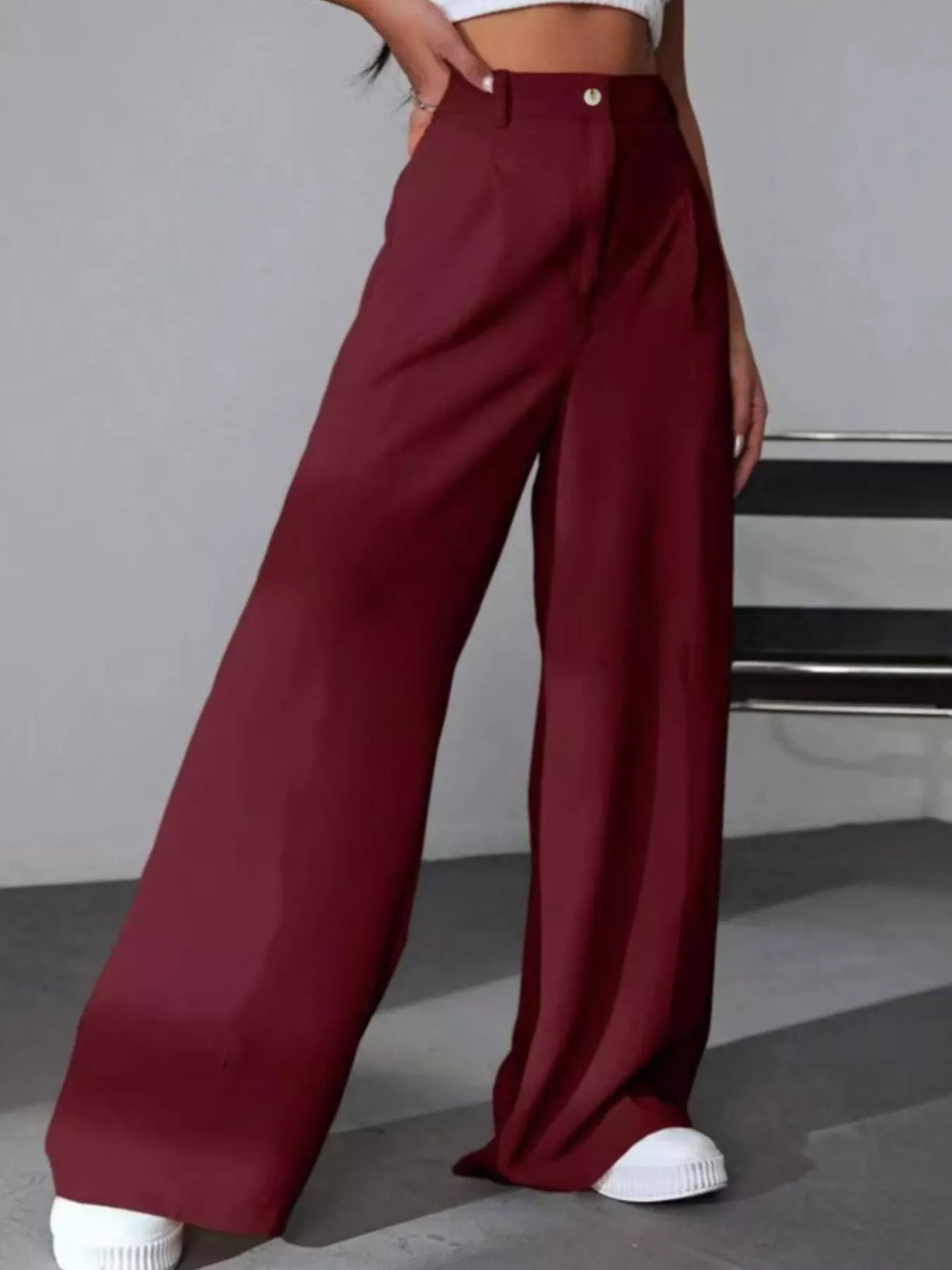 Pleated Wide Leg Pants in Apricot
