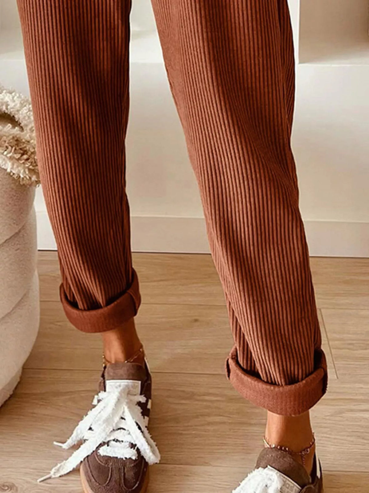 Corduroy Drawstring Waist Pants