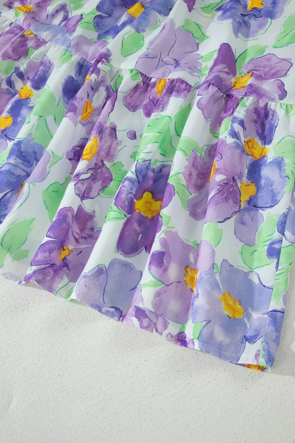 Floral Tiered Ruffle Mini Dress in Lilac