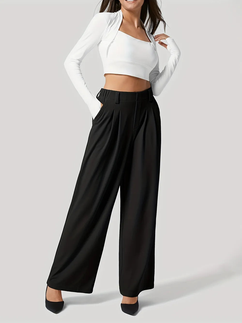 Wide-Leg Pants with Pockets