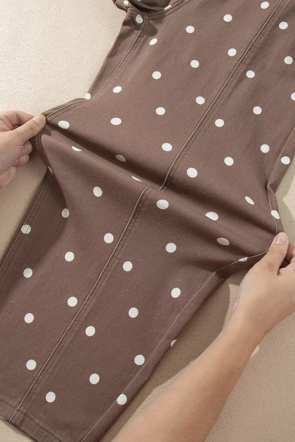 Polka Dot Print Barrel Jeans in Dark Brown