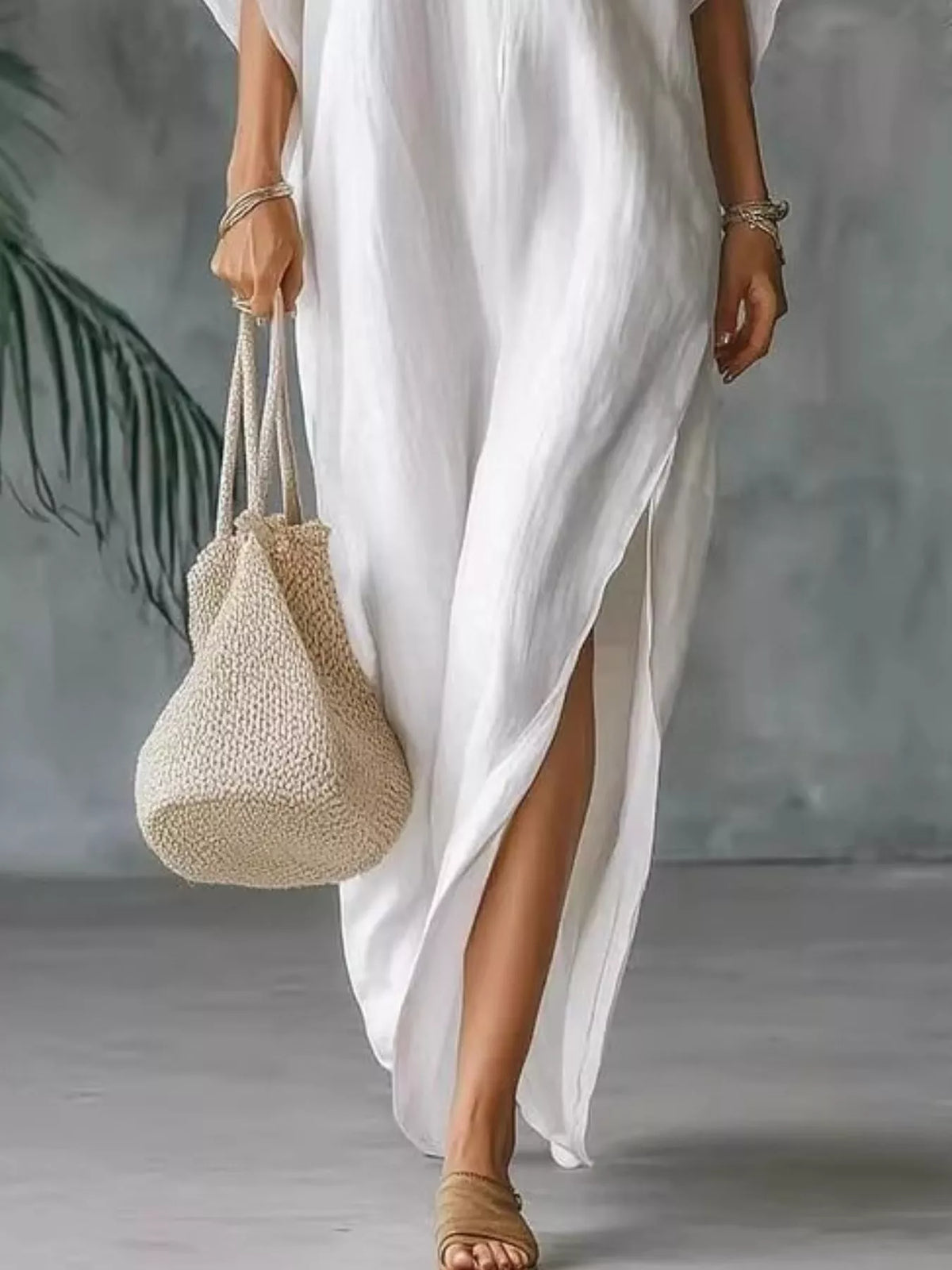 V-Neck Maxi Dress with Side Slits