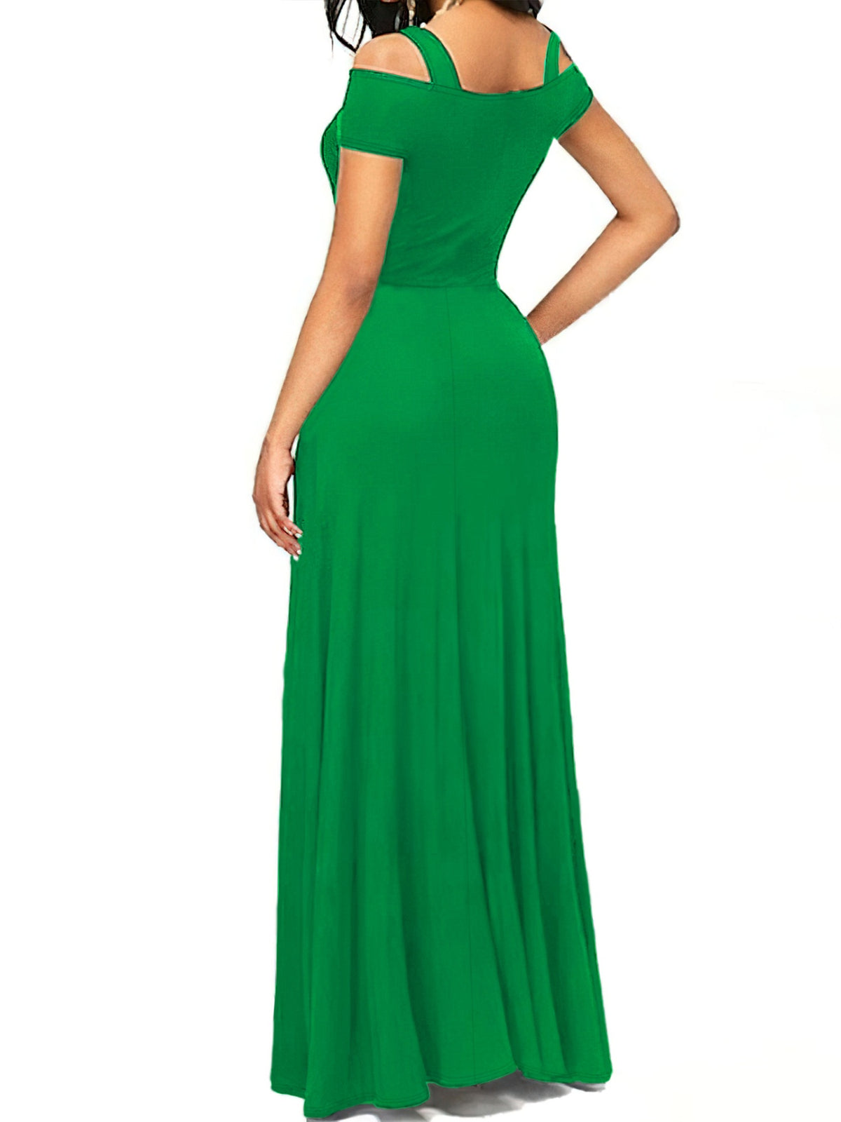 Off-Shoulder Cutout Slit Maxi Dress