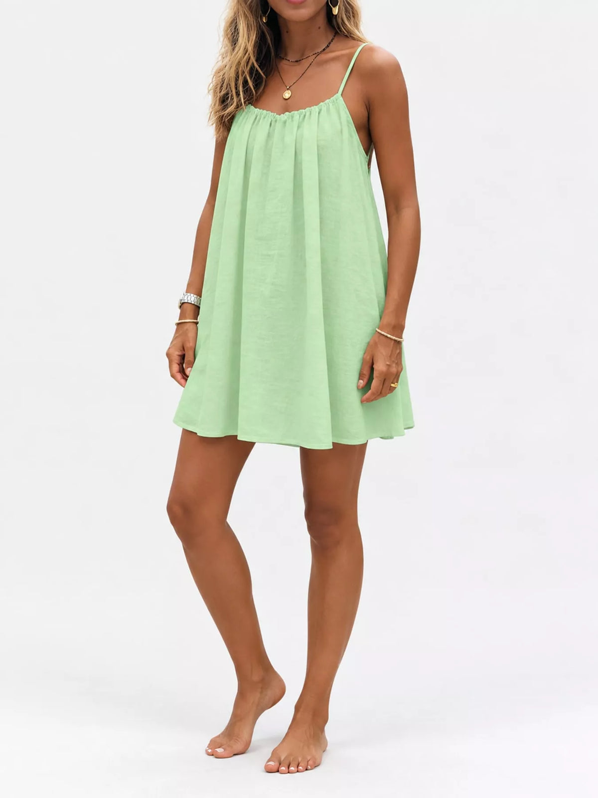 Backless Spaghetti Strap A-Line Mini Dress