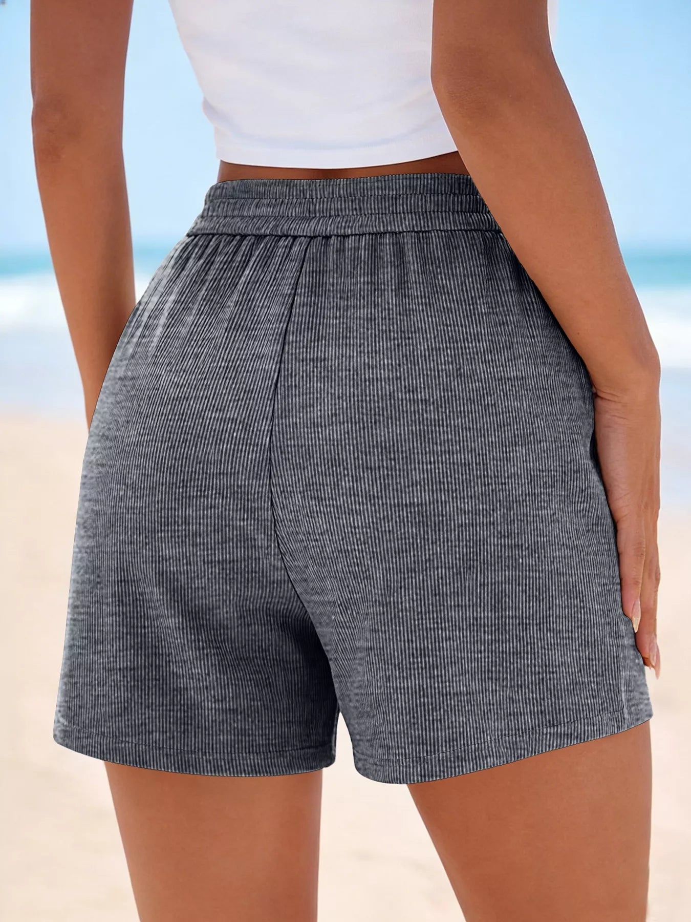 Ribbed High-Waisted Shorts