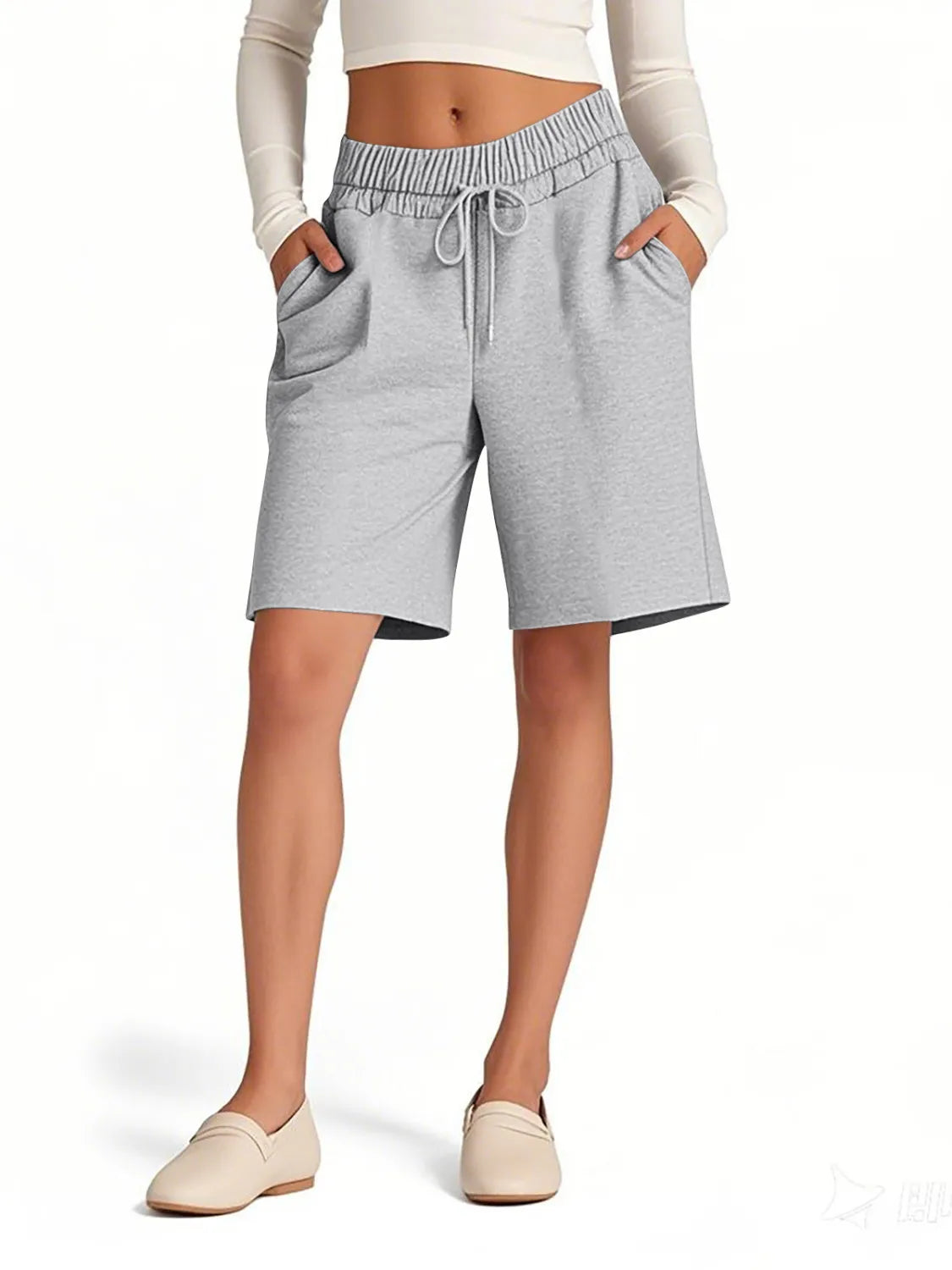 Rayon Drawstring Shorts with Pockets