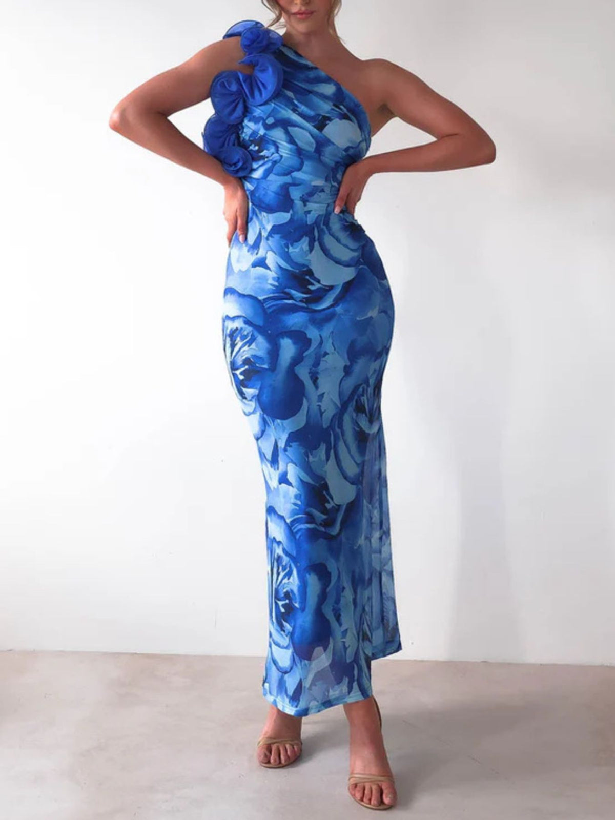 Floral One-Shoulder Maxi Dress