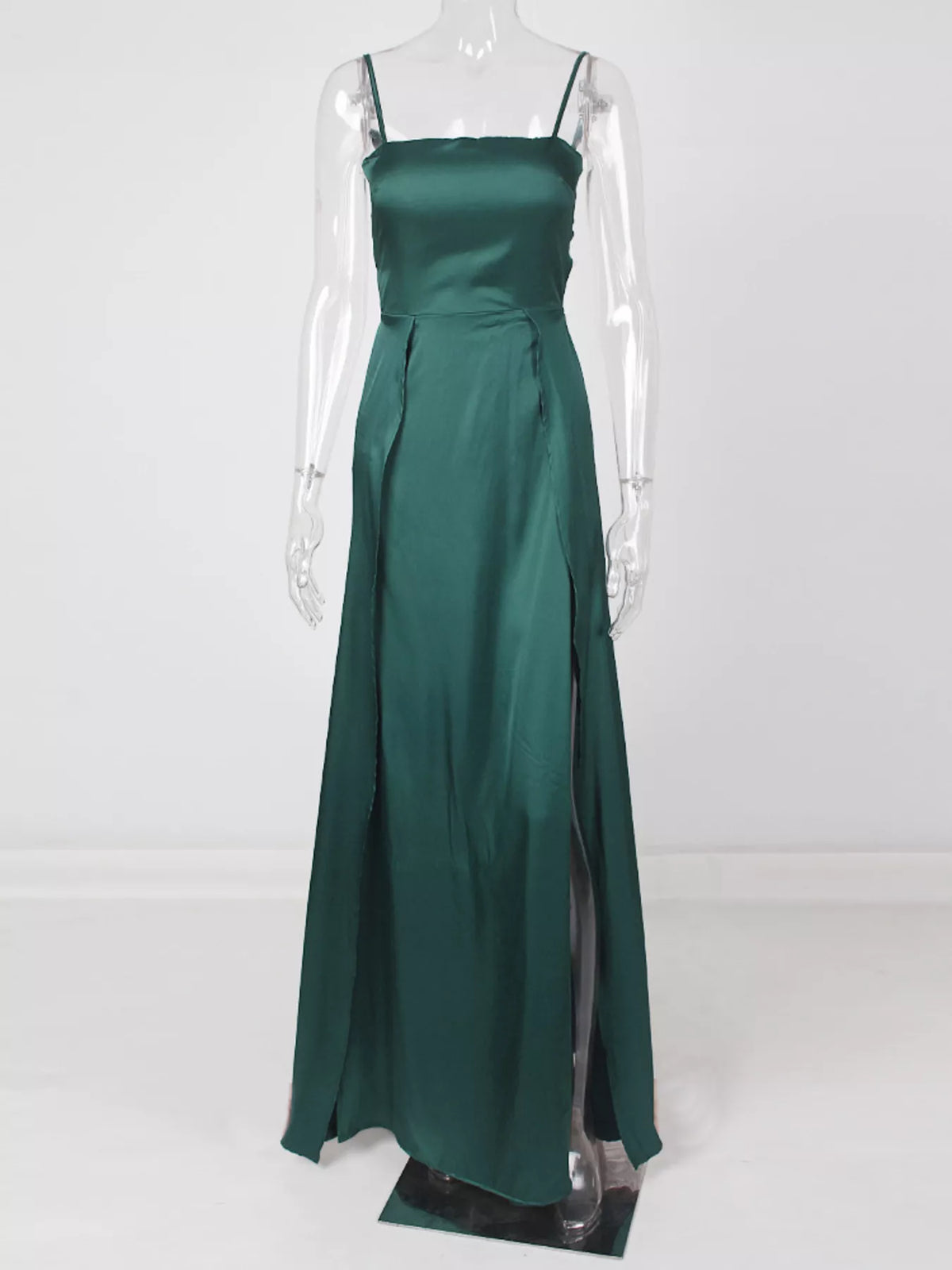 Tied Spaghetti Strap High-Slit Maxi Dress