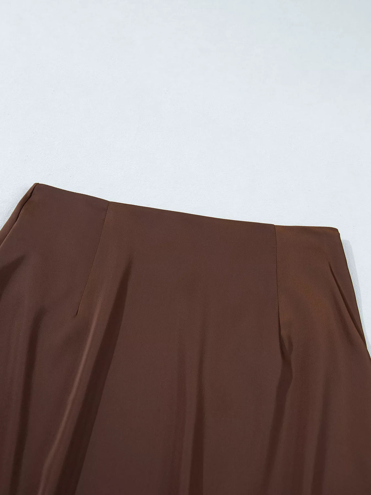 Lace Patchwork Hem Shift Skirt in Dark Brown