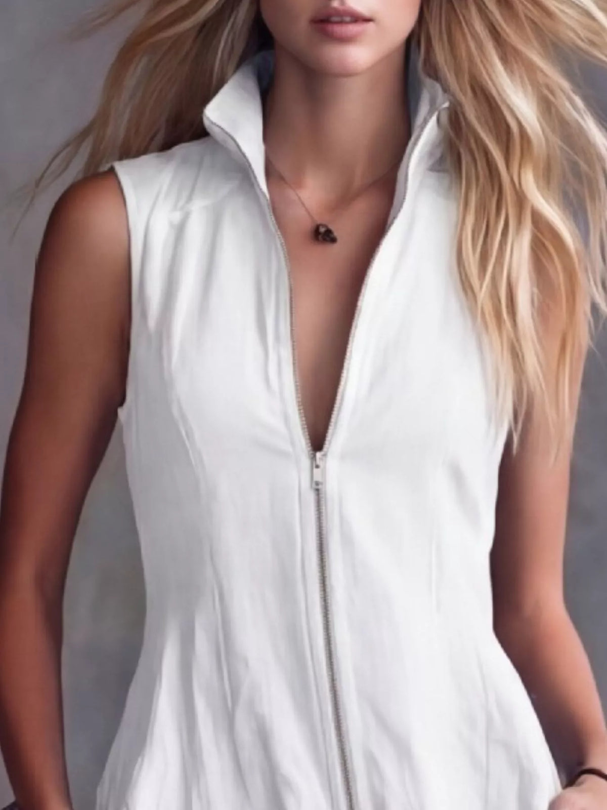 High-Low Ruffled Zip Front Dress