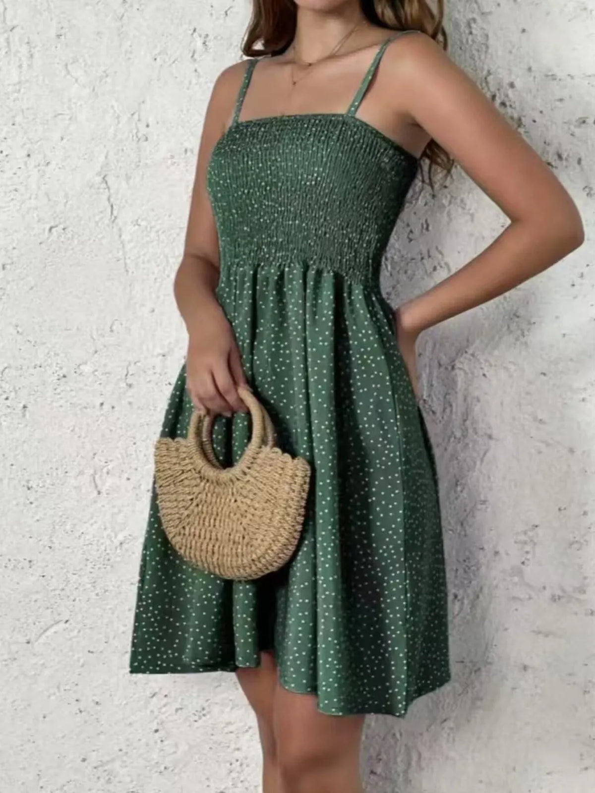 Plus Size Smocked Square Neck Cami Dress