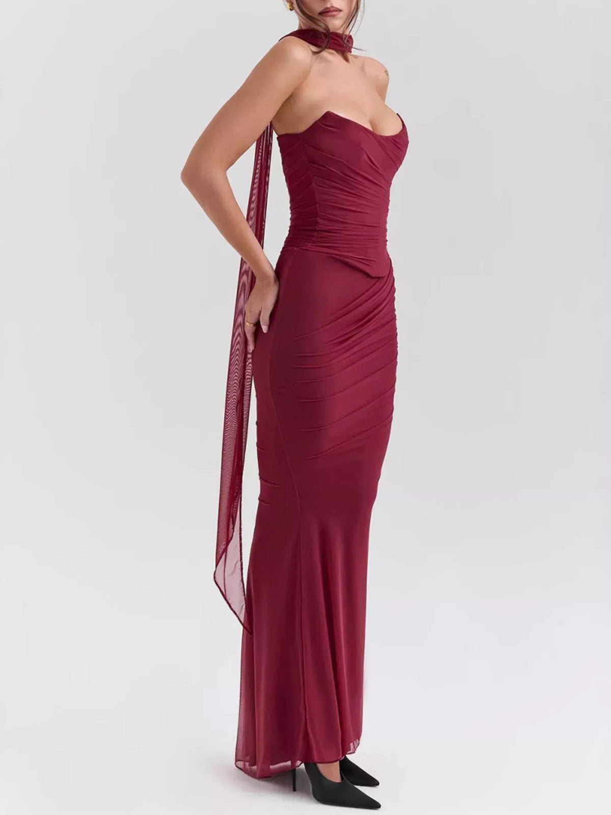 Ruched Tube Top and Maxi Skirt Set
