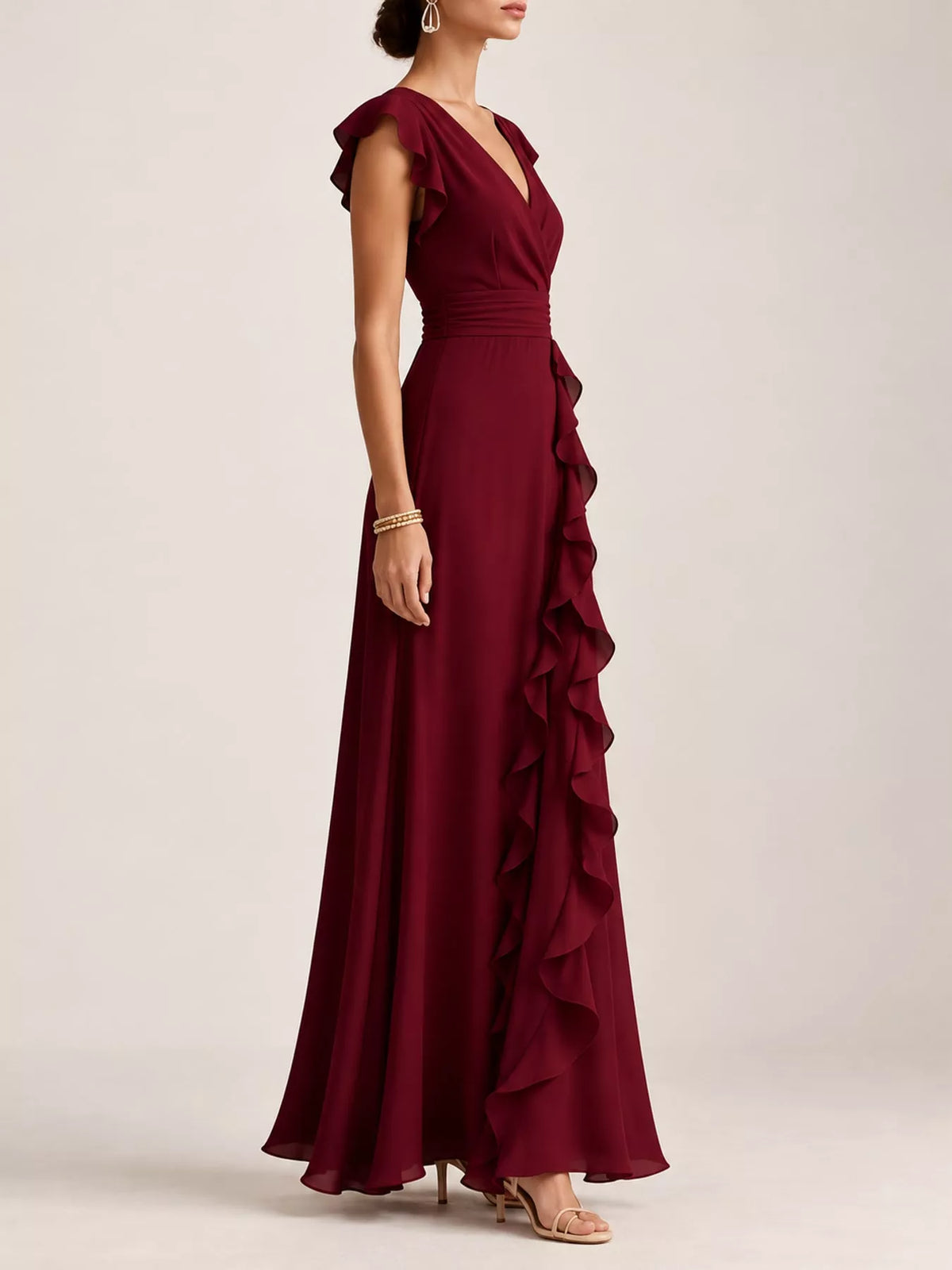 Ruffled Surplice Maxi Dress