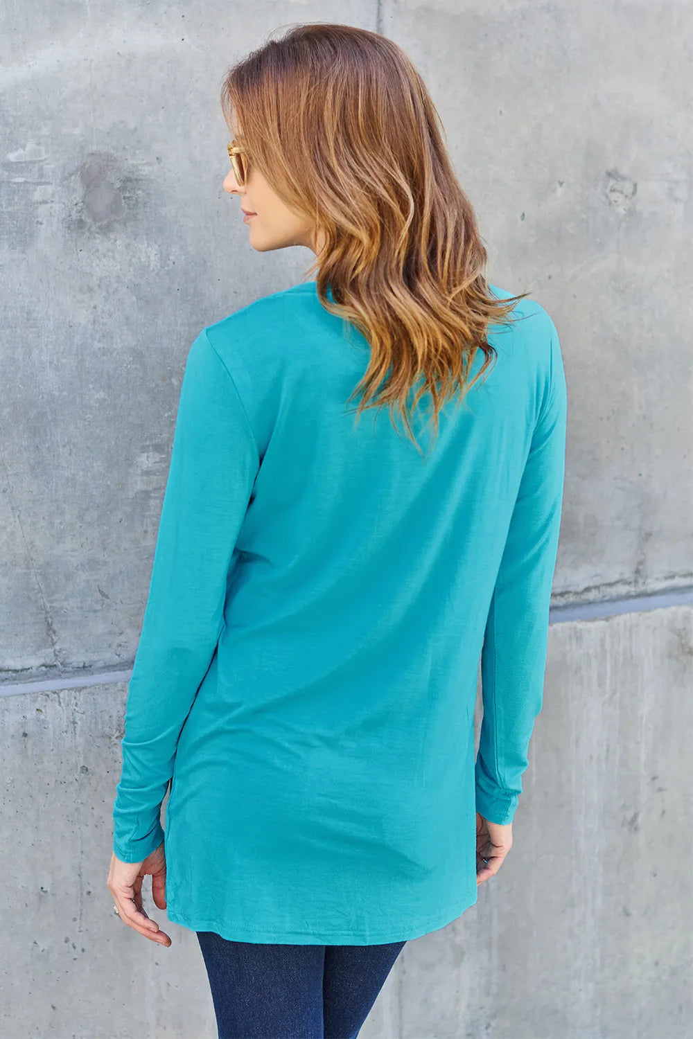 Basic Bae Pocketed Round Neck Long Sleeve Top