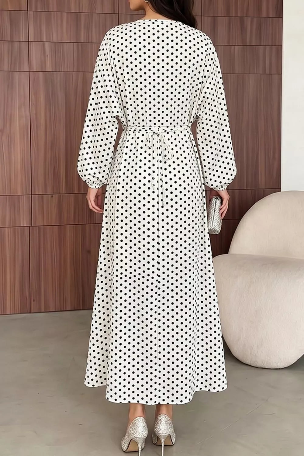 Polka Dot Tie-Waist Maxi Dress