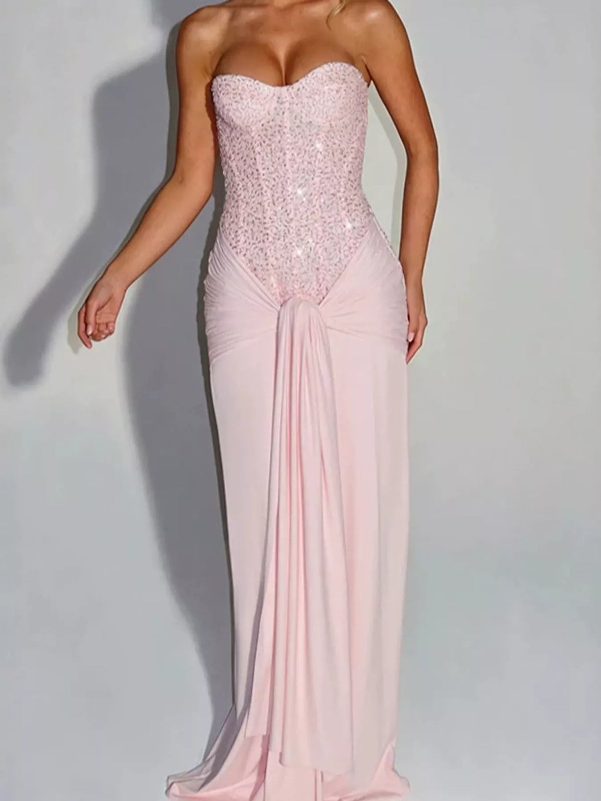 Strapless Sequin Corset Maxi Dress