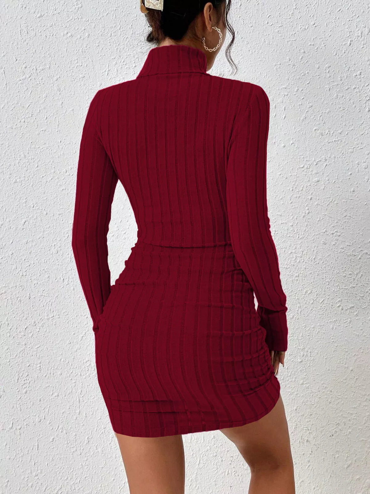 Ribbed Turtleneck Bodycon Dress
