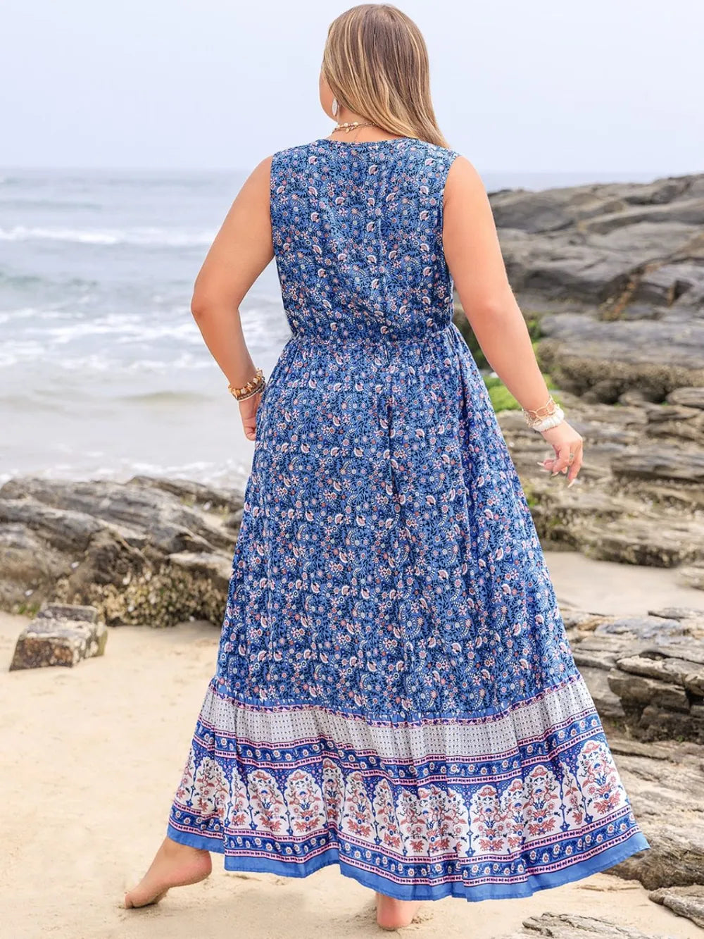 Tied Sleeveless Maxi Dress in Royal Blue