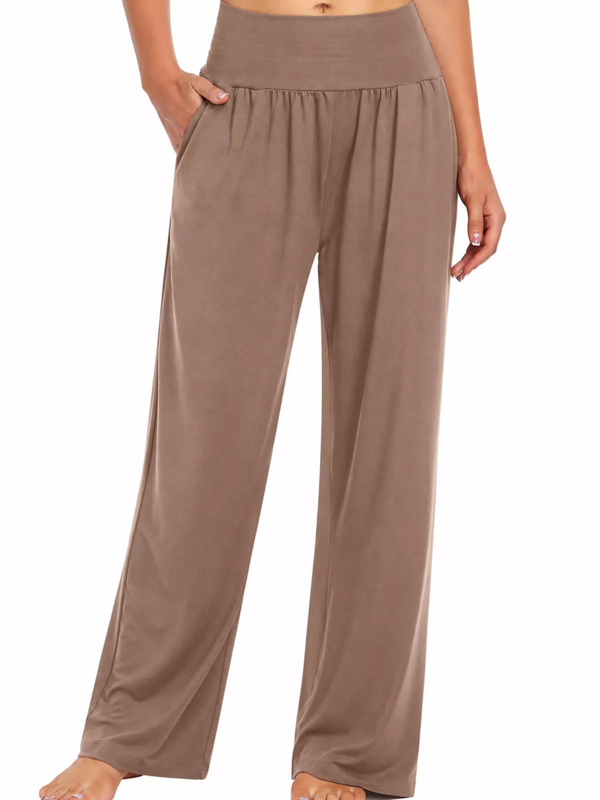 High-Rise Wide-Leg Pants with Pockets