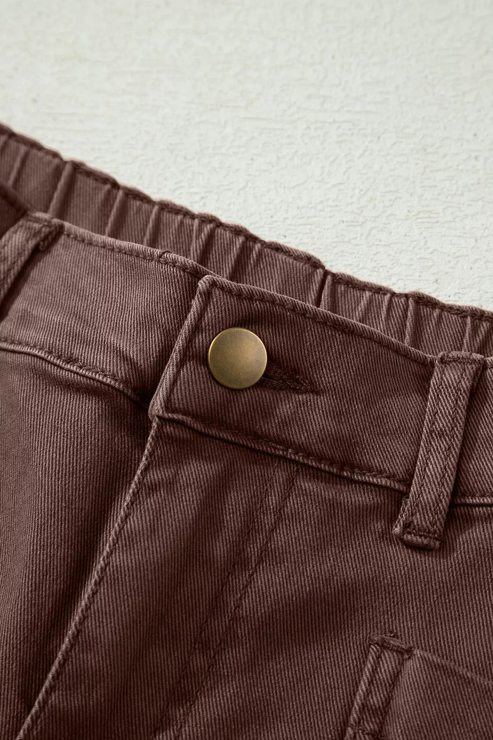 Square Patch Pocket Barrel Jeans in Coffee Brown