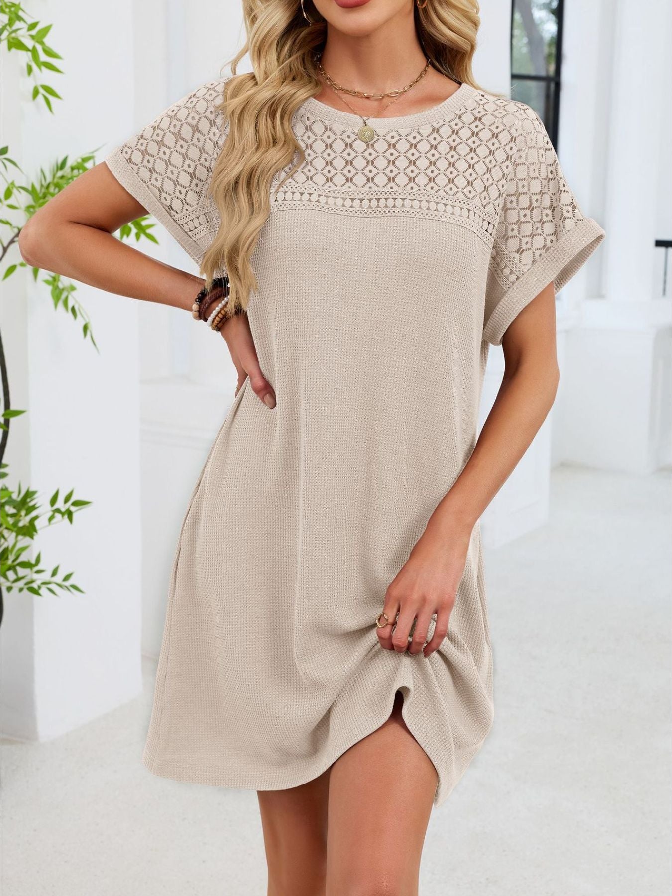 Lace Cutout T-Shirt Dress