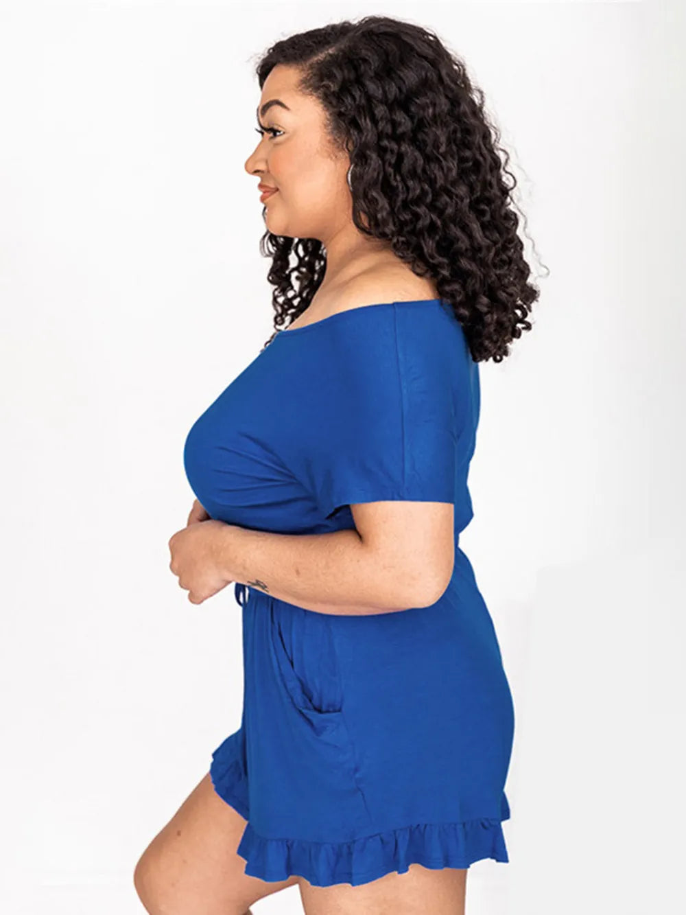 Ruffled Boat Neck Romper by S.S.Ni