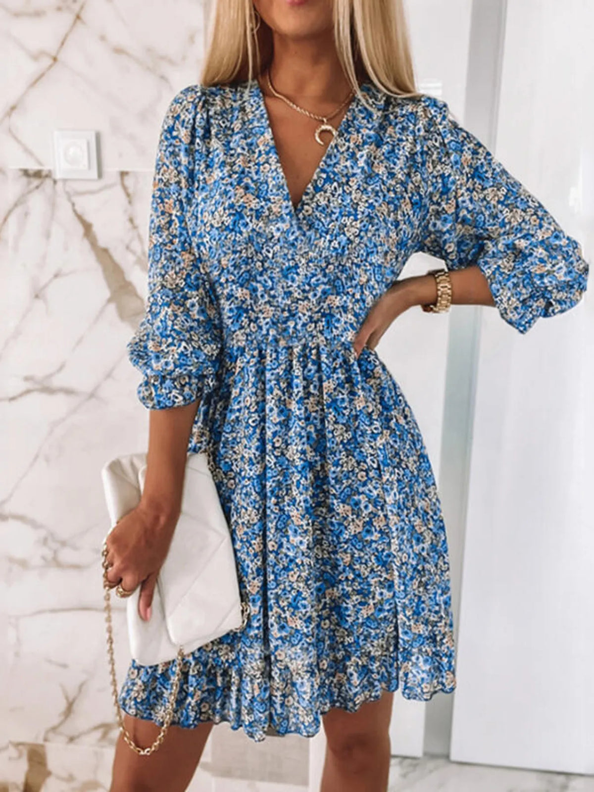 Tiered Ruffled Hem Floral Dress