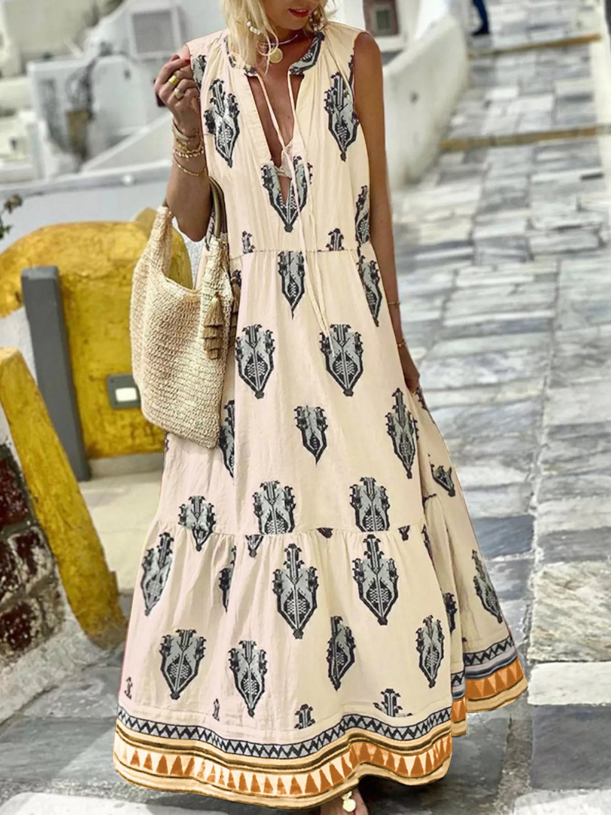 Printed Tiered Maxi Dress