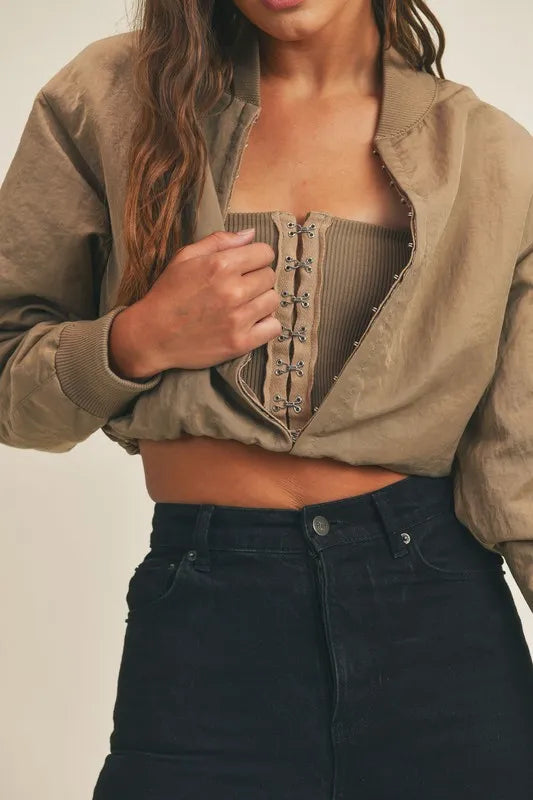 Two-Way Long Sleeve Jacket in Mocha