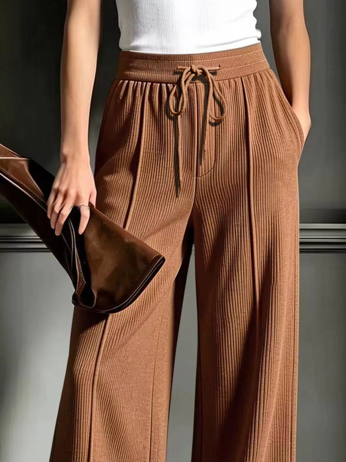 High-Waisted Wide-Leg Corduroy Pants